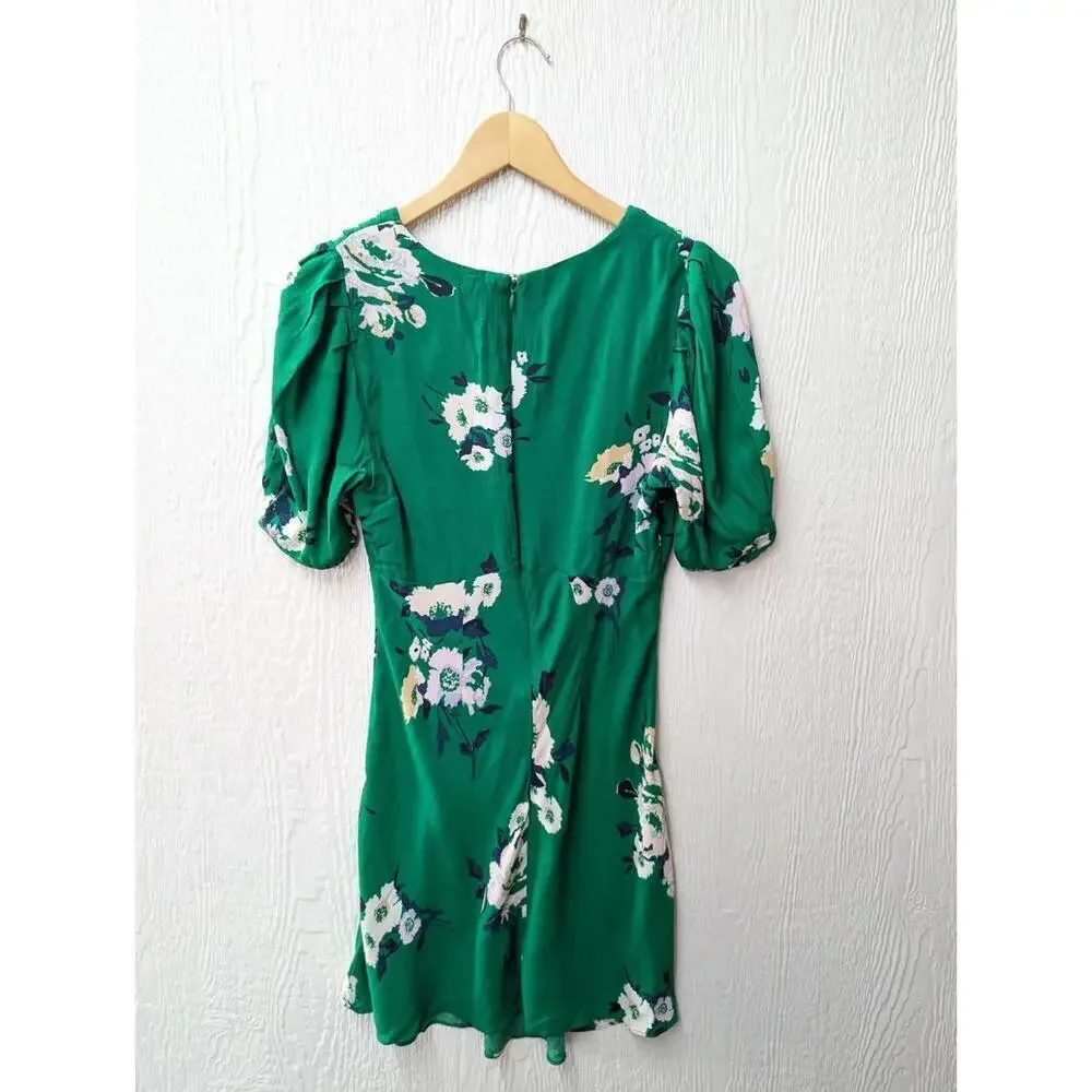 Free People Neon Garden Mini Dress Green Floral Preppy Dainty Women's Size 6